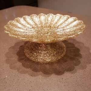 Vintage Plastic Gold Glitter Soap Dish